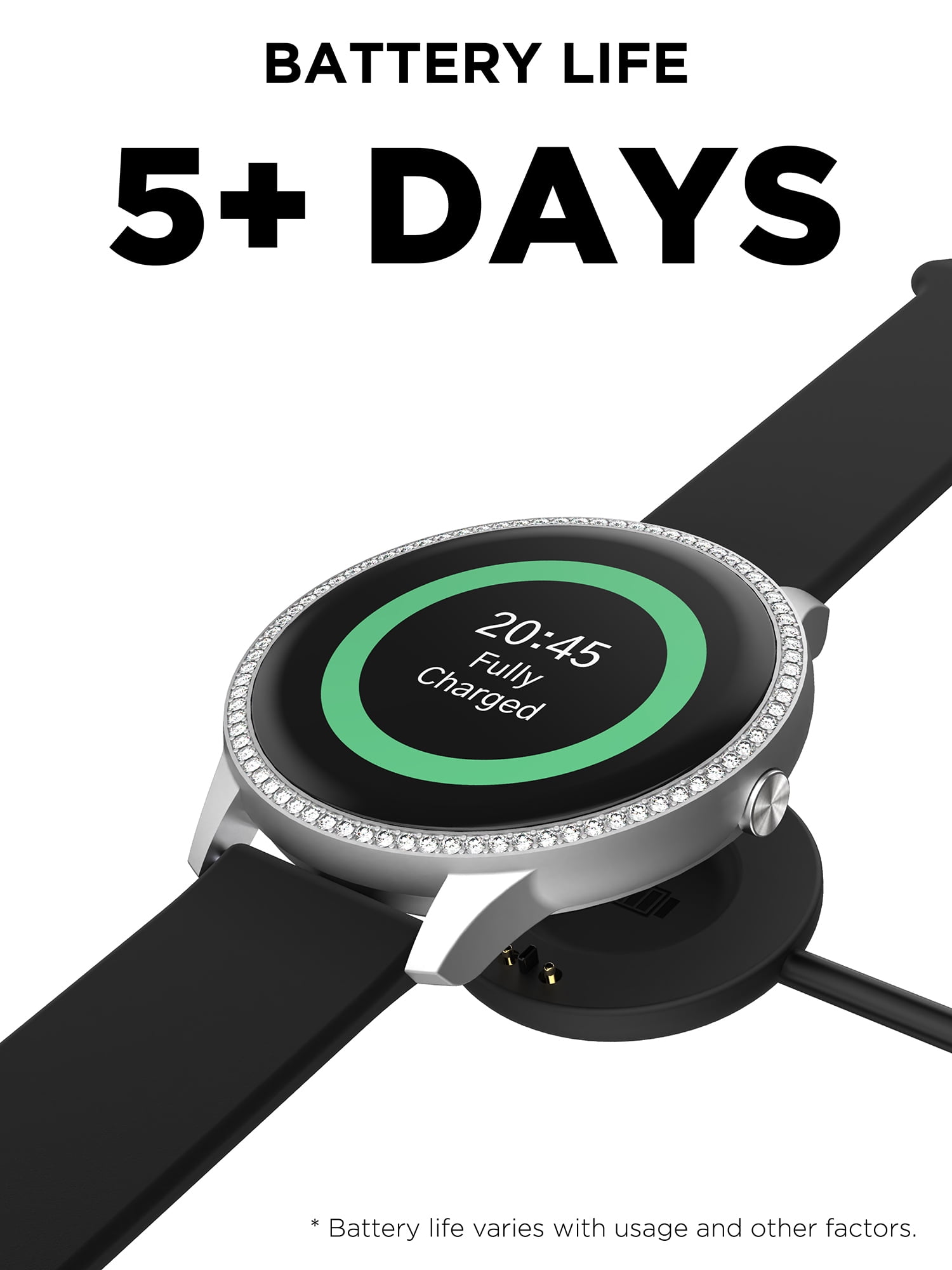 iTech Elite 3 Unisex Adult Round Smart Watch, Black, Silicone Strap