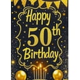 thumbnail image 4 of Glamorous Gold Glittery 50th Birthday Banner Background Backdrop Party Supplies Photography Props Happy Birthday Decors Birthday Party Celebration Decorations, 4 of 6