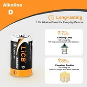 LiCB Alkaline D Batteries 16-Pack, 1.5 Volts Long-Lasting D Cell Alkaline Batteries Perfect for Camping Lantern