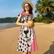 thumbnail image 4 of Fotbe Pink Cheetah Art Vestido Largo de Moda para Mujer, Vestido Tipo Camiseta con Manga Corta y Estilo Casual a Rayas y Bloques de Color, 4 of 6