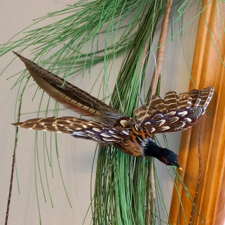 Feathered Bird Ornament - ZUCKER? Pheasant Bird Feather Ornament - Natural