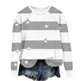 thumbnail image 5 of YUGYXL Women’s Striped Star Sweatshirt Long Sleeve Crewneck Casual Pullover Tops Fall Winter Shirt Gray S, 5 of 7
