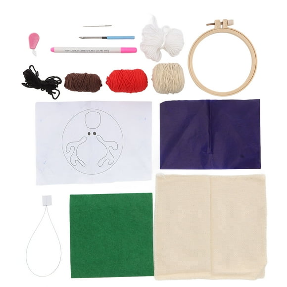 Yarn Punch Needle Kit, Gift Pre Printed Patterns Hand Made Punch Needle Kit  For Children