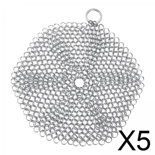 Limpiador de hierro fundido,Limpiador de hierro fundido para cocina,sartenes oxidadas,Cepillo de acero inoxidable para limpieza de ollas,cepillo de malla para ollas,Fregador para manchas