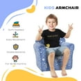thumbnail image 4 of Qaba Kids Sofa Chair, Toddler Sofa w/ Glow in the Dark Star Design & Wooden Frame, Upholstered Baby Sofa for 18-36 Months, Blue, 4 of 9
