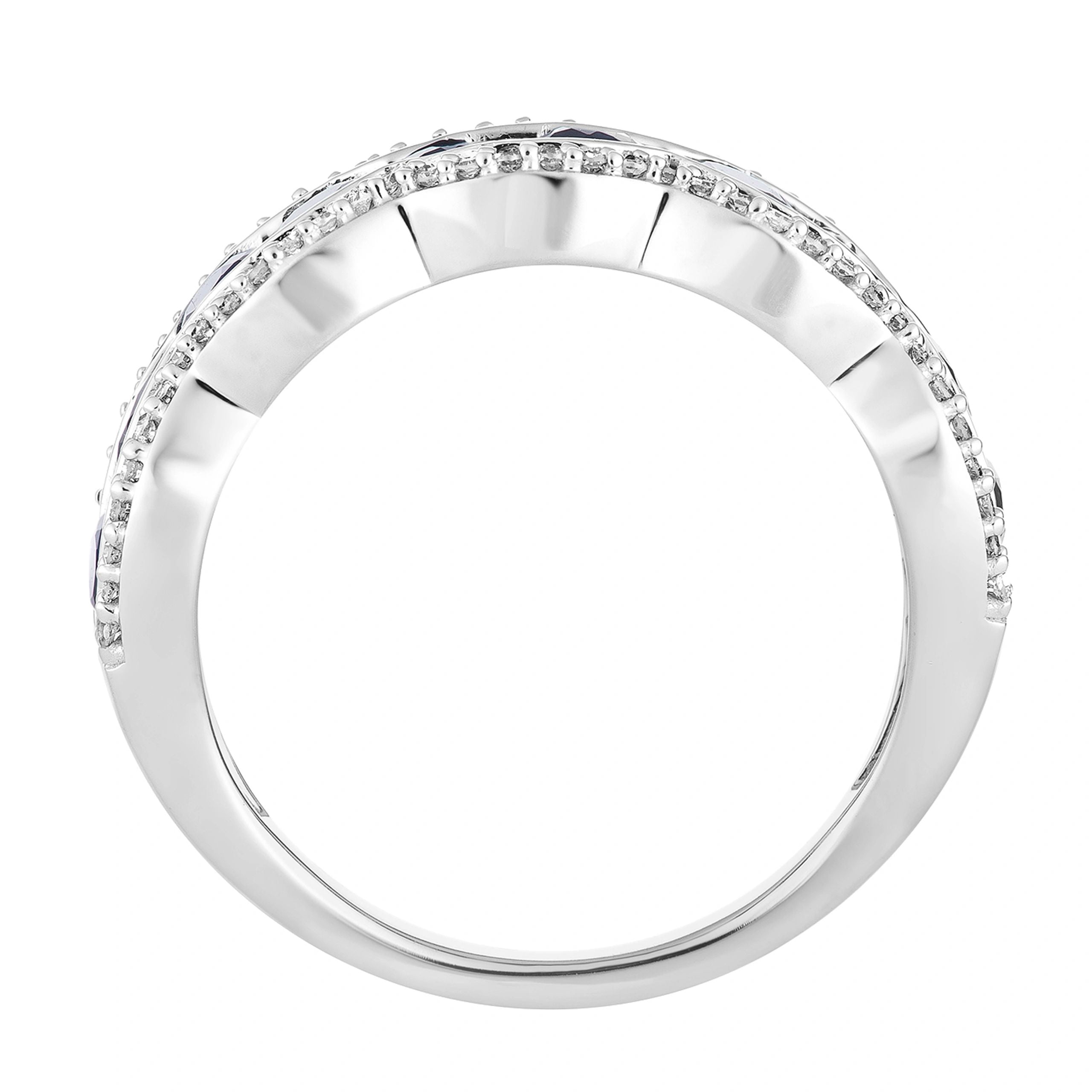 10k White Gold Sapphire & 1/4 Carat T.W. Diamond Ring