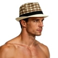 thumbnail image 2 of Men Summer Straw Sun Hat, Wide Brim Outdoor UV Protection Fashion Casual Fedora Cap for Travel Beach Vacation Khaki Free Size, 2 of 5