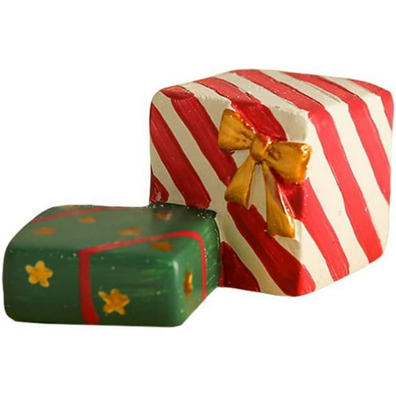 Christmas Miniature Gift Box Resin Ornaments for Christmas Village Street Decoration Fairy Garden Accessories Christmas Decoration