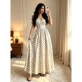 thumbnail image 3 of Apricot Women Sleeveless Polka Dot Maxi Dress V-Neck Gathered Waist, 3 of 7