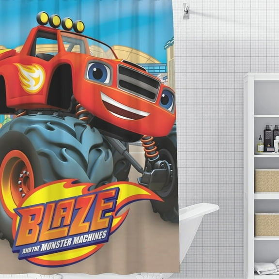 Blaze and the Monster Machines-theme Bathroom Shower Curtain Home Decor,Bath Curtains Durable Waterproof Bath Curtain , Adluts Girls Boys Bathroom Decor House Gifts 36x71inch（90cmX180cm）