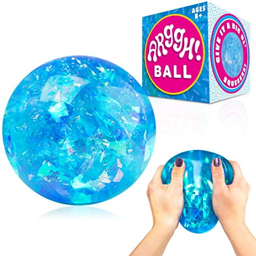 Power Your Fun Arggh Glitter Stress Ball for Adults and Kids - Medium Squishy Stress Ball Fidget Toy, Anti Stress Sensory Ball Squeeze Toy Stress Balls (Blue)