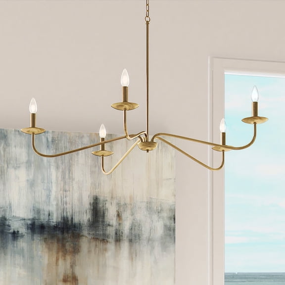 Luxury New-Traditional Chandelier, 12''H x 41''W, Brushed Gold Finish, Lygos Collection, by Urban Ambiance