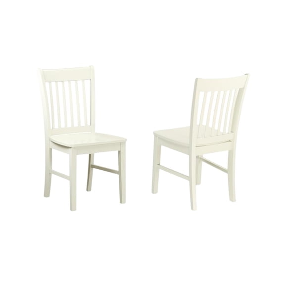 FurniFact Linen White Dining Chair, Wooden Seat, Slatted Back, Set of 2, Solid Wood