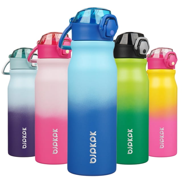 Botella de agua aislante BJPKPK de acero inoxidable de 750 ml con pajita