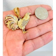 Chicken Rooster Pendants / CZ Tri-Color Pendant 33x45mm / Gold Filled Pendant / Dije de Gallo / Chicken Rooster / Men's Pendant / Womens Pendant / Dije de Gallo en Oro Laminado Para Mujer o Hombre