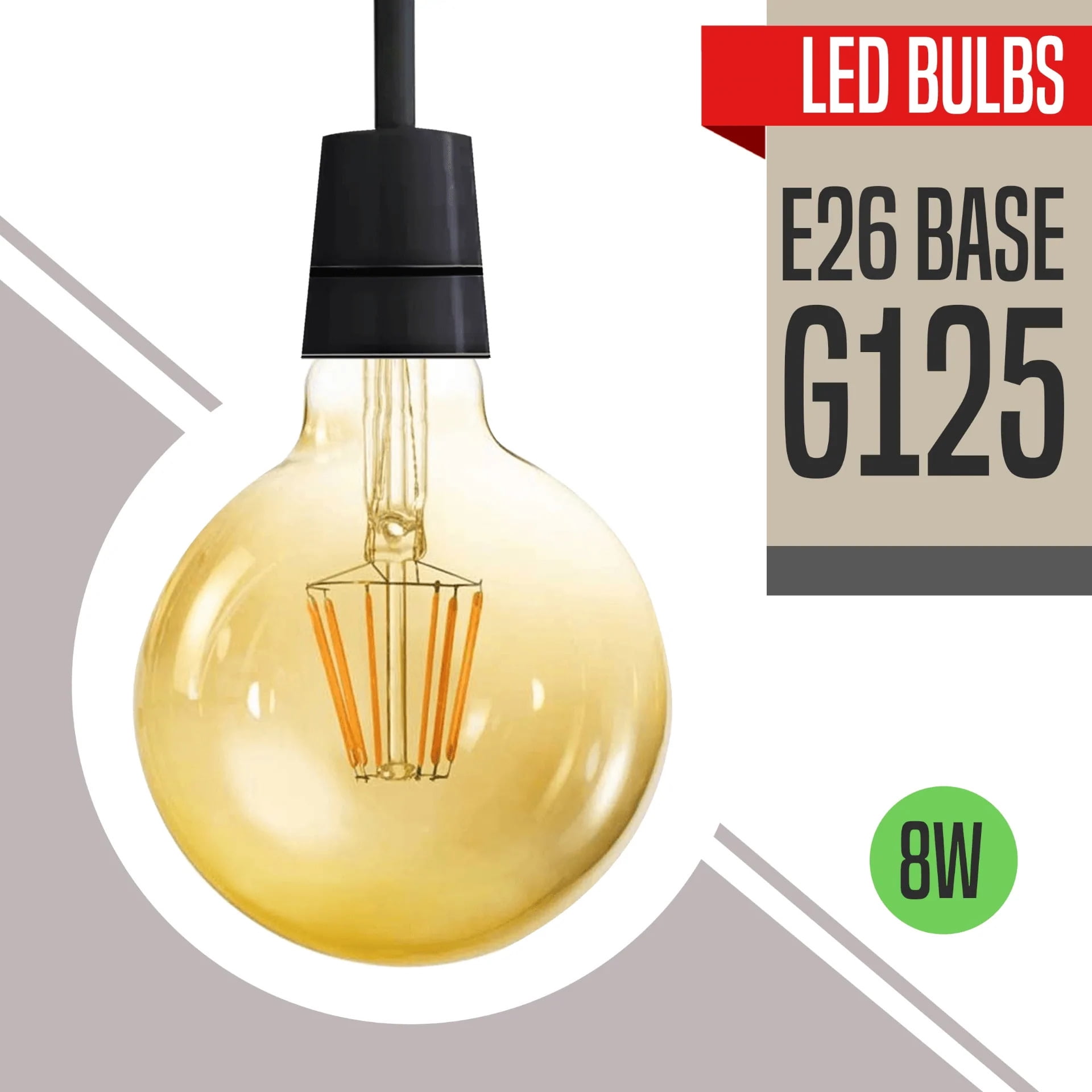 G125 E26 8W LED Globe Bulbs Warm White Vintage Light Bulb LED Edison Bulb~1043