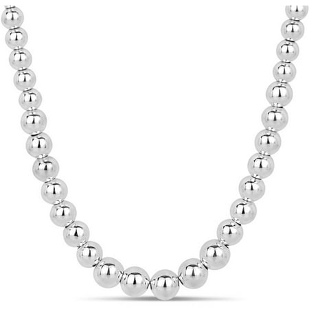 Sterling Silver 8mm Graduated Bead Necklace, 18