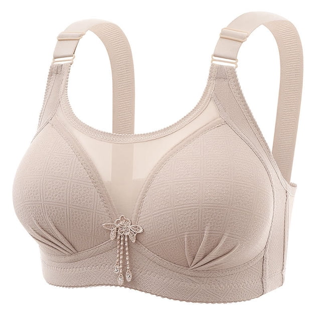 PEASKJP Push up Bras for Women Full Coverage Lace Plus Size Compression Unlined Bras with Underwire, Gray 44/100