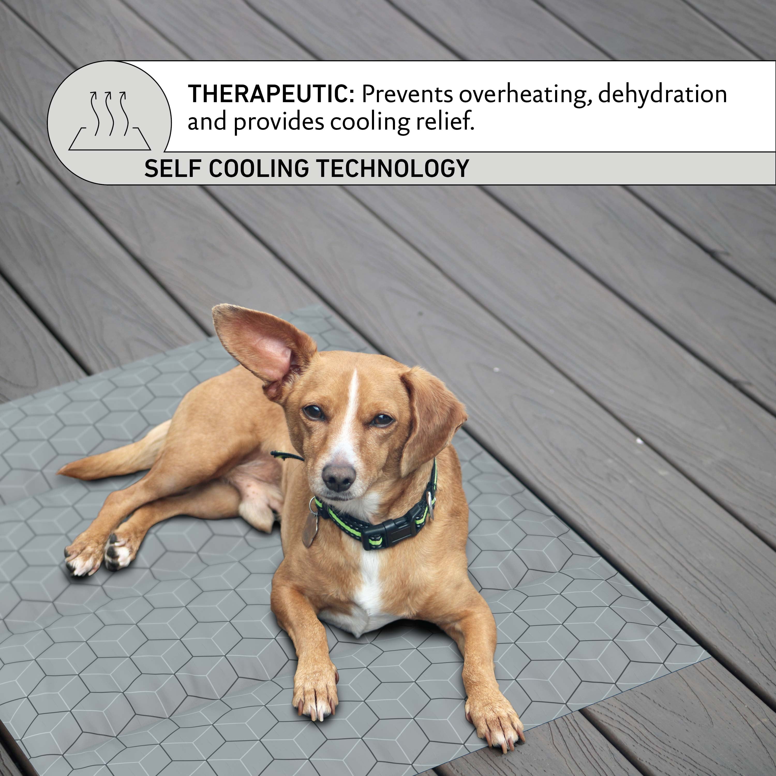 Reversible Dog Cooling Mat, Pressure-Activated Cooling Mat with Gel Technology, Gray
