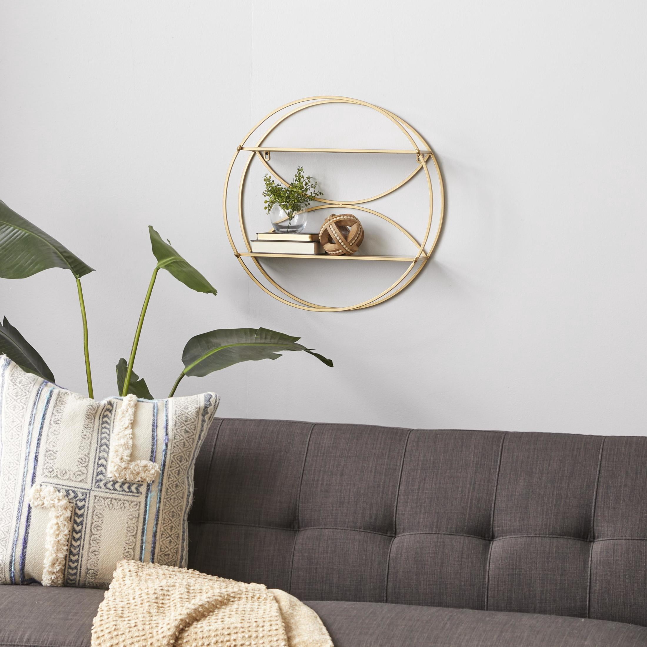 CosmoLiving by Cosmopolitan 22" x 7" Round 2-Tier Gold Geometric Wall Shelf