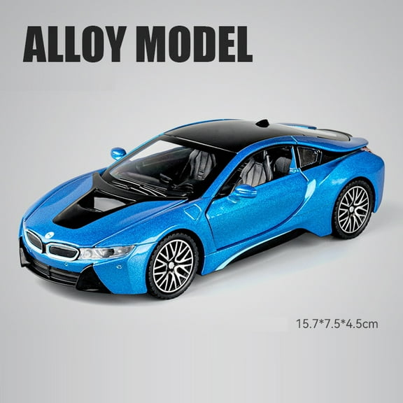 Miniatures 1:32 BMW I8 Super Sport Car High Simulation Diecast Alloy Model Car Sound & Light Pull Back Collection Kid Toy Gift