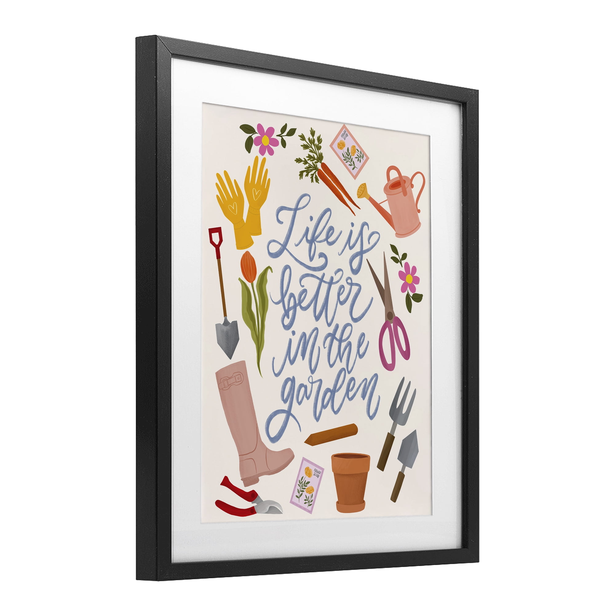 Stupell Industries Life In The Garden Black Framed Print Under Glass, design by Isabela Schielke
