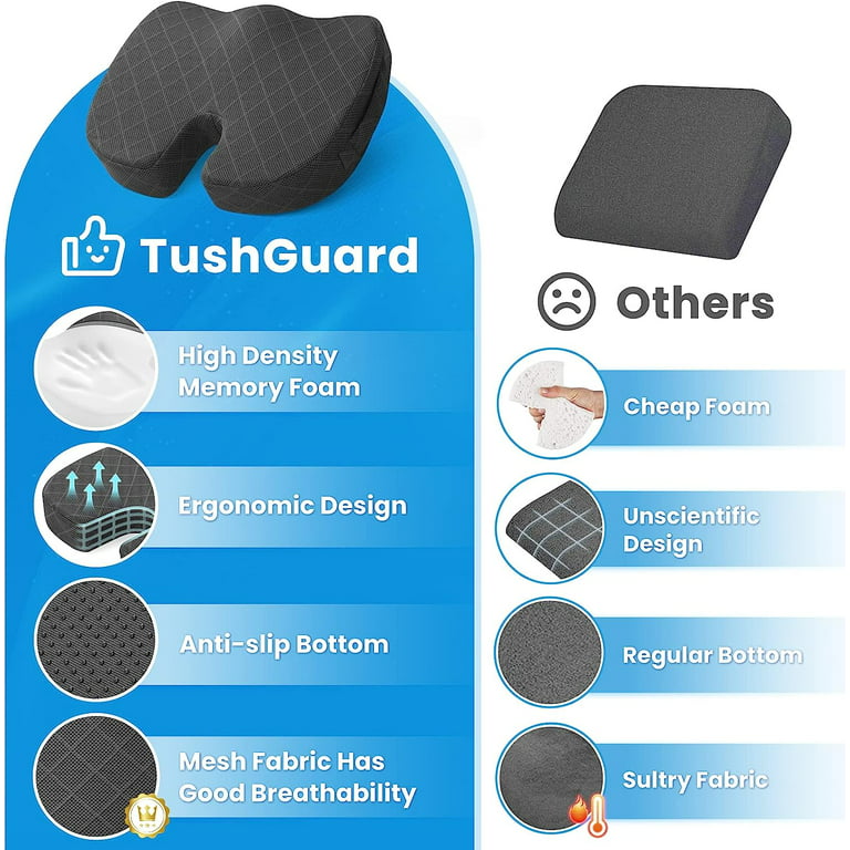 Tush Guard Seat Cushion, (Seat Cushion+Chair Cushion) Hip and Waist  Protection, Detachable Zip, Breathable Memory Foam,Anti Stress, Thick Seat  Cushion