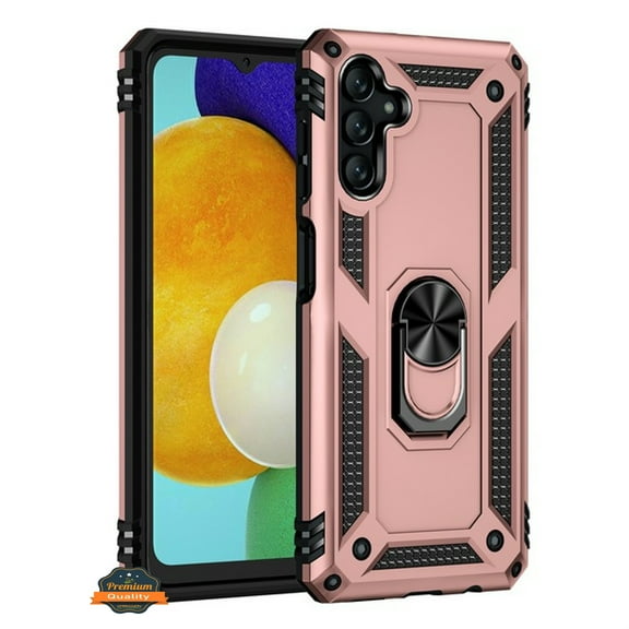 For Samsung Galaxy A35 5G Shockproof Hybrid Dual Layer PC TPU with Ring Stand Metal Kickstand Heavy Duty Rugged Phone Case Cover by Xpression - Rose Gold