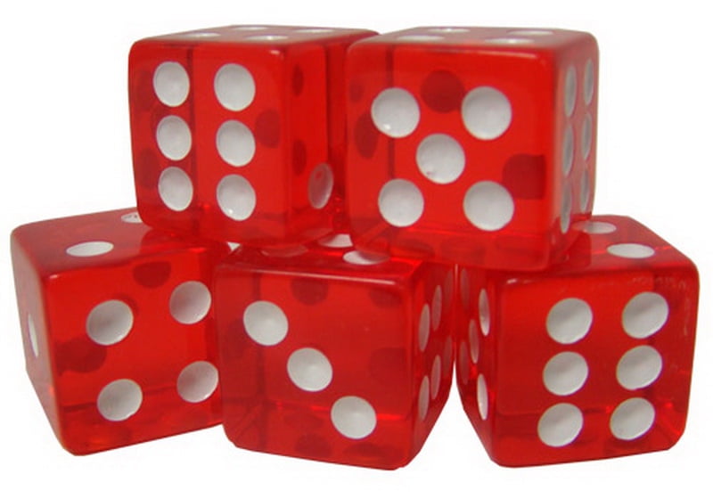 Pack of 100 Dice Standard 16mm size  Translucent Red 