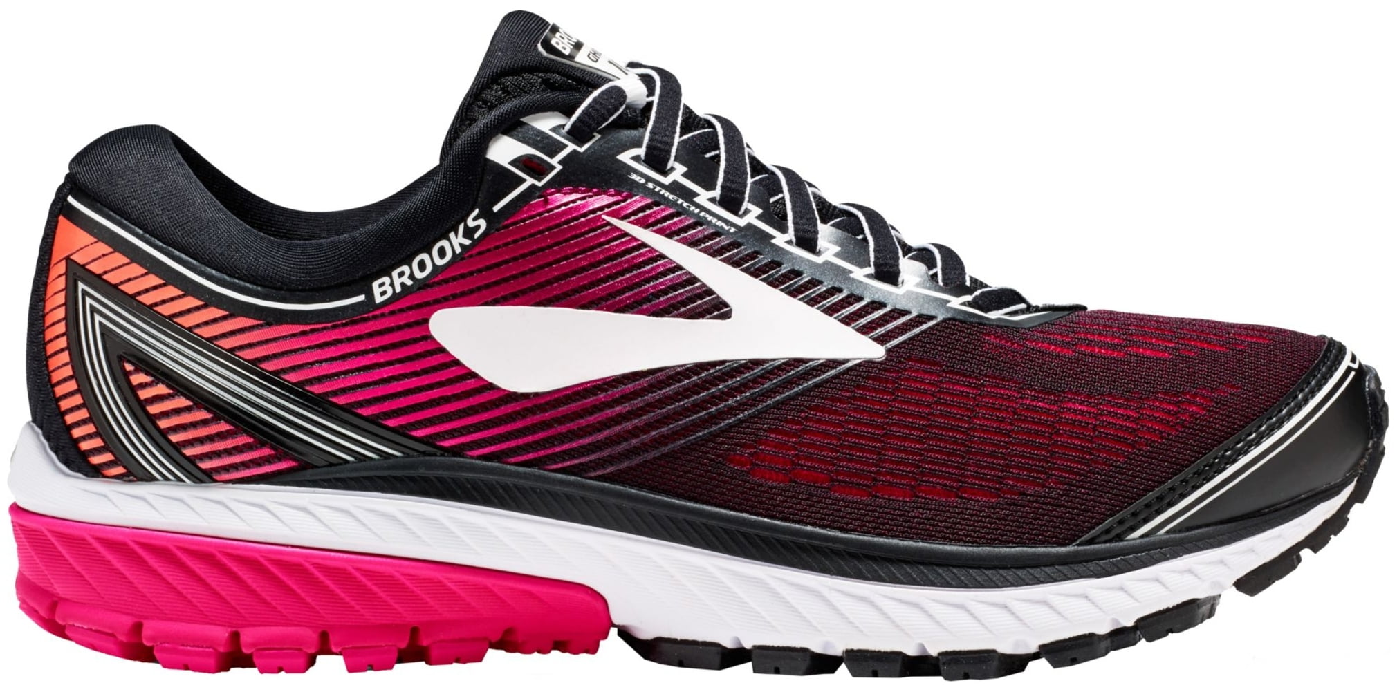 Brooks Women's Ghost 10 Running Shoes (Black/Pink, 12.0)