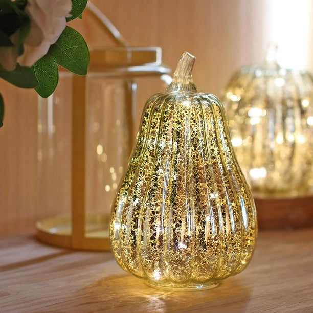 Luz de Calabaza de Brillante, Luces de Decoración de Halloween, Lámpara de , para Acción de Gracias, Halloween, - Plata 2 Yotijar Lámpara de calabaza de Halloween