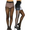 thumbnail image 3 of ToBeInStyle Women's Black Sheer Pantyhose w/White Dotted Wide Side Stripe Seam - One Size, 3 of 6