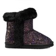 thumbnail image 2 of Kushyshoo Black Girls Snow Boots Warm Faux Fur Lined Glitter Strap Winter Shoes Lightweight with Hook-and-loop Size 4 M, 2 of 6