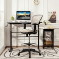 thumbnail image 2 of Costway Mesh Drafting Chair Office Chair w/Adjustable Armrests & Foot-Ring Grey, 2 of 11