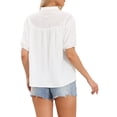 thumbnail image 3 of Blusas casuales elegantes para mujeres, camisetas de manga corta con cuello en V, tops de verano lindos M Blanco, 3 of 6