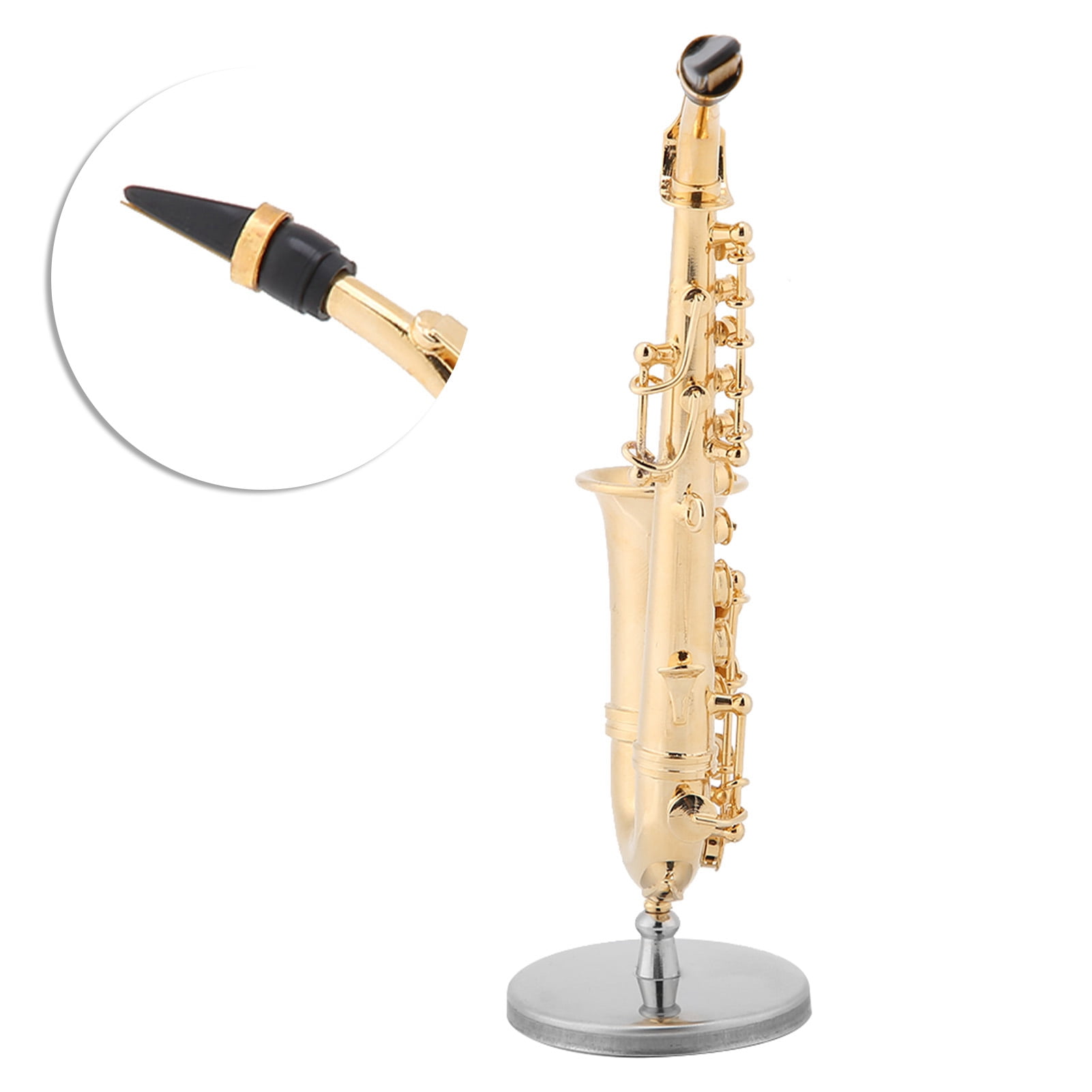 Modèle Réplique Saxophone Alto Miniature En Laiton Doré Avec Socle Et Coffret Bois