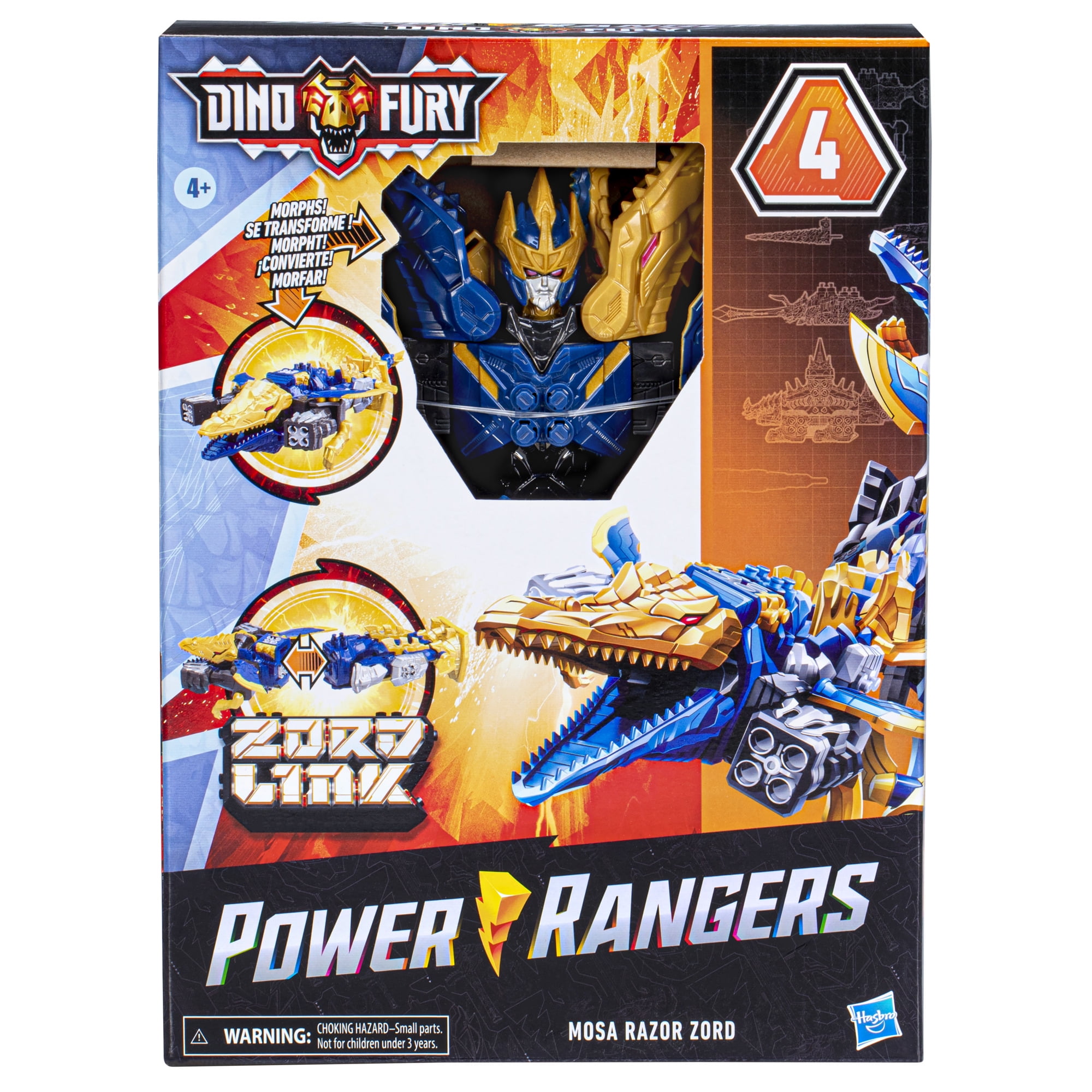 Power Rangers Dino Fury Mosa Razor Zord Kids 4 and up Morphing Dino Robot, Zord Link Mix-and-Match Custom Build System