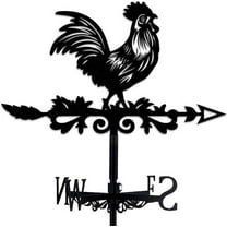 Rooster Metal Weather Vane Black Rooster Weathervane Chick Wind Vane Pure Hand Finished Rooster Iron Direction Sign Roof Garden Outdoor Farmhouse Decor 35CMx27CM