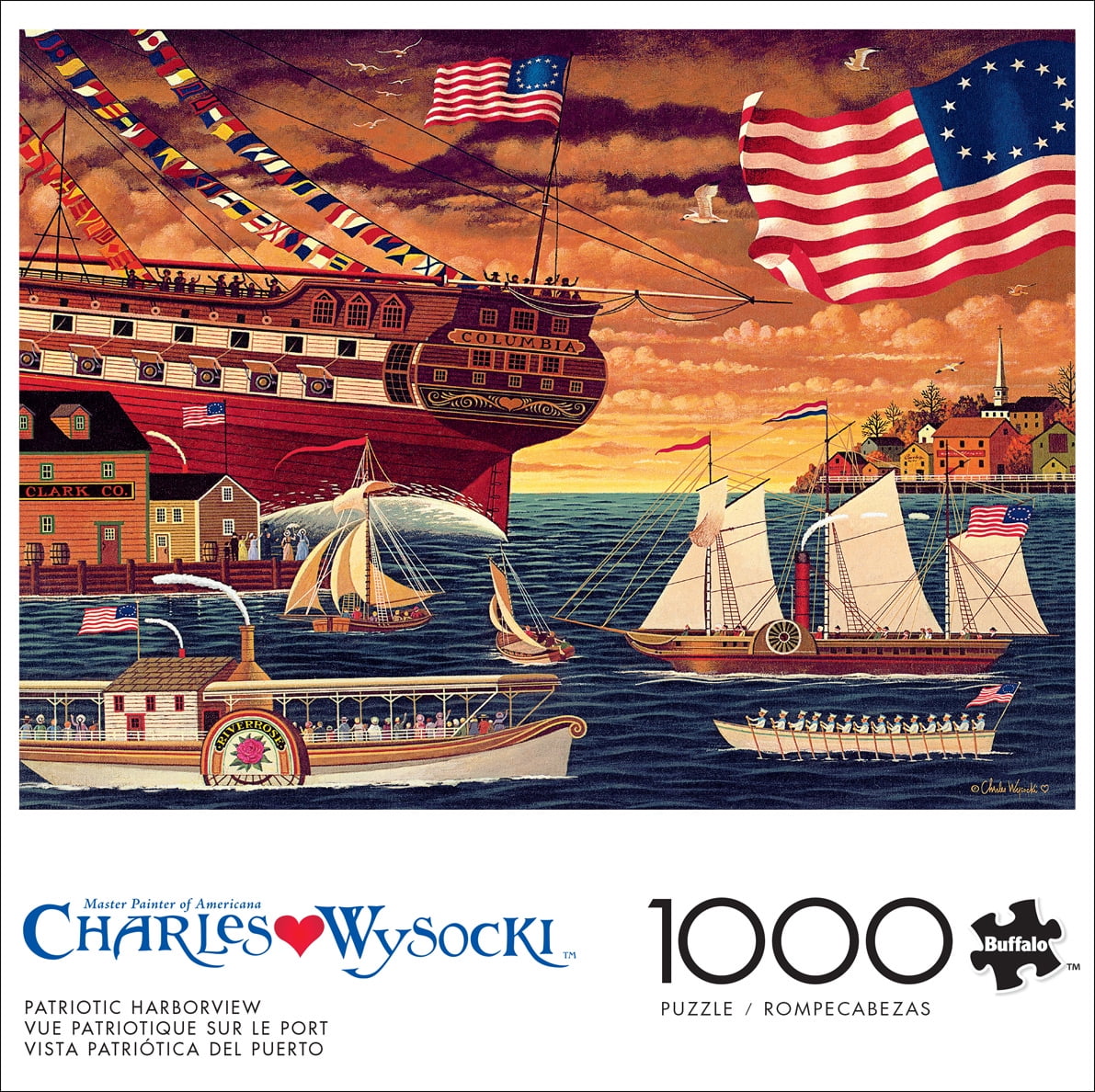 Buffalo Games Patriotic Harborview 1000-Piece Interlocking Jigsaw Puzzle for Adults Ages 14-99 Years