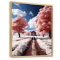 thumbnail image 2 of Designart "Country Snow Pink Trees" Floral Floater Framed Wall Art Living Room, 2 of 7