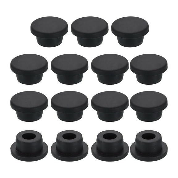 15Pack Silicone Hole Plug, Waterproof Round Rubber Stoppers Bottle Seal Plugs Tube Pipe End Caps for 18mm/0.71" Hole for for Bathtub Bottle, Black