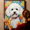 thumbnail image 6 of Thuan Bichon Frise Dog Flower Art Print Canvas, Wall art Painting Decor, Puppy Pop Art Home Decor Artwork For Bedroom Living Room Bathroom Decor, Puppies Colorful Photo, 6 of 6