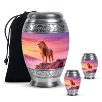Yatskia Sunset Lion Mini Cremation Urns for Ashes Adult Mother and Father, Large Memorial Urn for Human Ashes Adult, (Monar 10 Inch and 3 Inch)