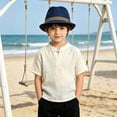 thumbnail image 2 of Avolia Unisex Kids Fedora Hat Breathable Polyester Jazz Cap Autumn Beach Travel with Adjustable Strap Navy One Size, 2 of 5