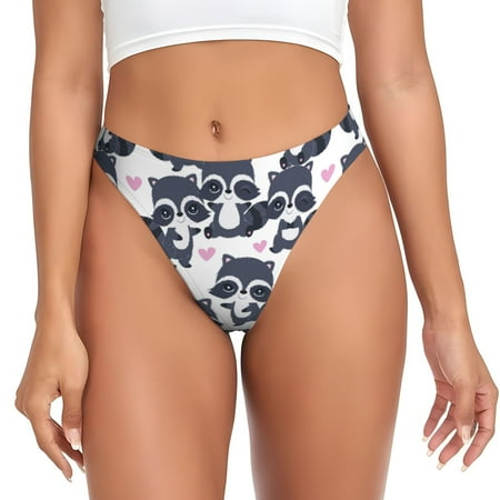 Qokaie Cartoon Raccoon Printed Women s Cotton Thong Underwear  Sexy Breathable Panties G-string-4X-Large