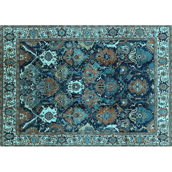 Ahgly Company Indoor Rectangle Oriental Light Blue Traditional Area Rugs, 8' x 10'