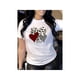 thumbnail image 1 of Women's Casual Short Sleeve T-Shirt - Leopard Checkered Striped Heart Design with Love Script, Round Neck Spring Summer Top, Machine Washable Gift for Mom Girlfriend, Ladies T Shirts, Graphic Tee, Co, 1 of 7