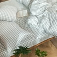 thumbnail image 3 of MooMee Gingham Duvet Cover Set Queen 100% Washed Cotton Linen Like Textured Breathable Lightweight 3-Piece (Northern Droplet Grey, 90"x90"), 3 of 8