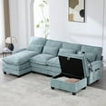 thumbnail image 3 of Homefun Chenille Modular U Shape Sectional Sofa With Chaise Lounge Storage Ottoman USB Phone Mount,Living Room, 3 of 10