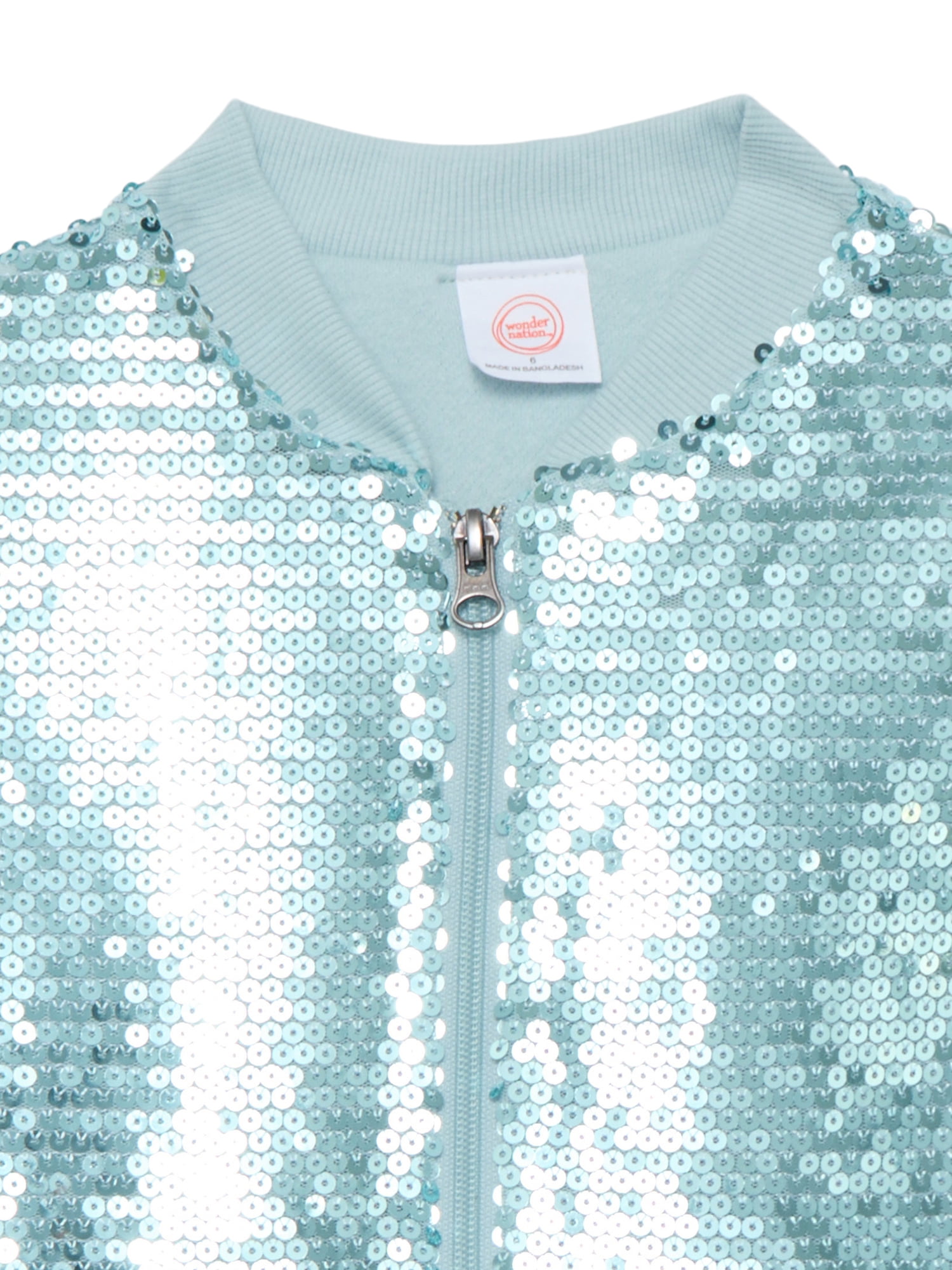 Wonder Nation Little Girls Sequin Bomber Jacket, Sizes 4-10